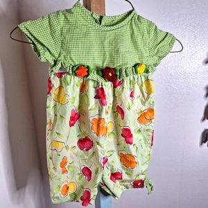 Vintage Jumpsuit Romper Green Floral